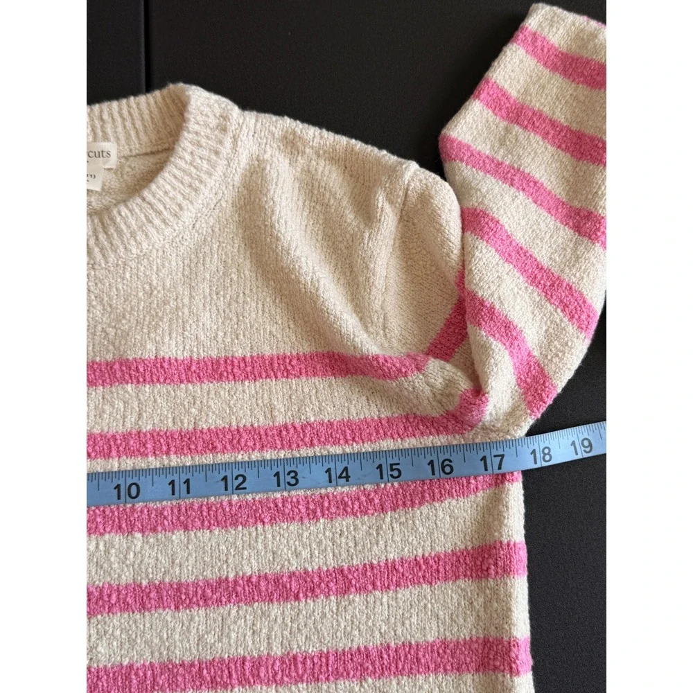 J.Crew Crewcuts Girls' Striped Sweater Pink Cream Long Sleeve Crewneck Large